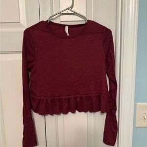 Altar'd State Maroon Ruffle Blouse